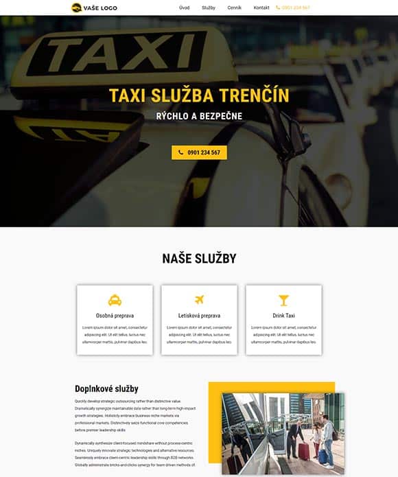 dizajn web stránka taxi služba